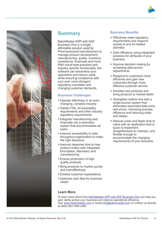 BatchMaster ERP - Pharmaceuticals | PDF