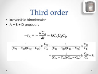 Third order
• Irreversible trimoleculer
• A + B + D products
 
