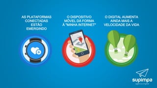 AS PLATAFORMAS
CONECTADAS
ESTÃO
EMERGINDO
O DISPOSITIVO
MÓVEL DÁ FORMA
À "MINHA INTERNET"
O DIGITAL AUMENTA
AINDA MAIS A
VELOCIDADE DA VIDA
 