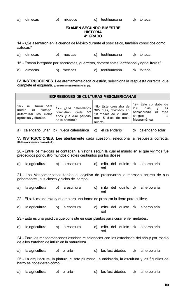 Batería de examen 2012 2013 cuarto grado bloque 2