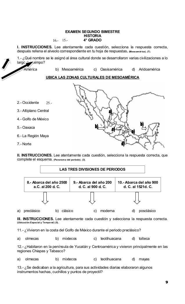 Examen Historia Cuarto Grado Primaria Reverasite