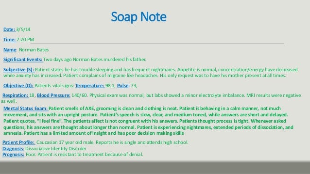 bates motel and did 2 soap notes psychology