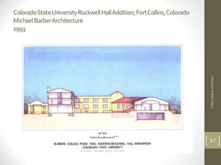 Colorado State University Rockwell Hall Addition, Fort Collins, Colorado
Michael Barber Architecture
1993




                                                                           Felicia Batey Architect
                                                                           57
 