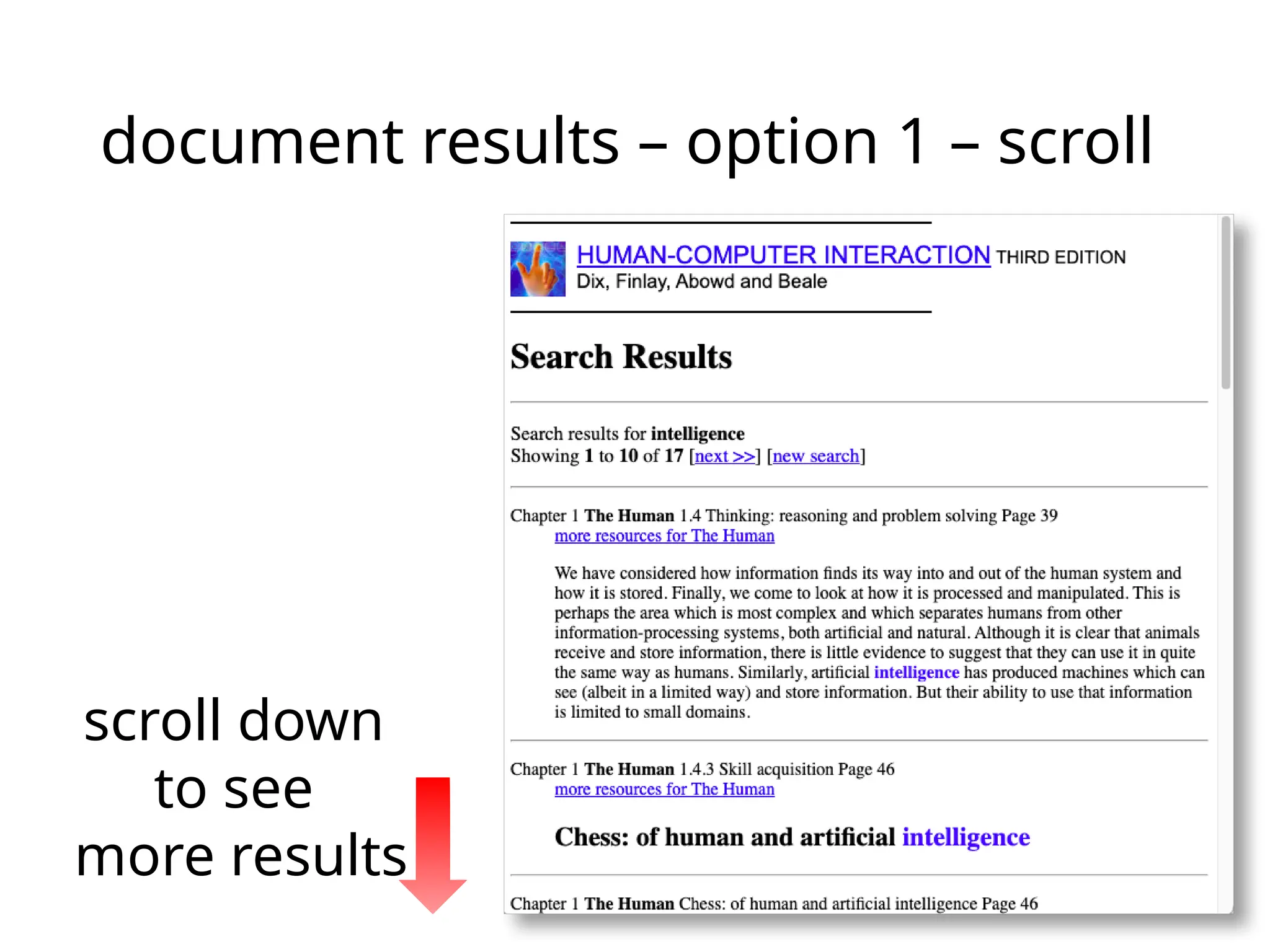 document results – option 1 – scroll
scroll down
to see
more results
 