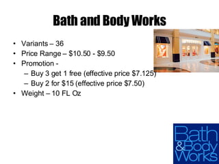 Bath and Body Works ,[object Object],[object Object],[object Object],[object Object],[object Object],[object Object]