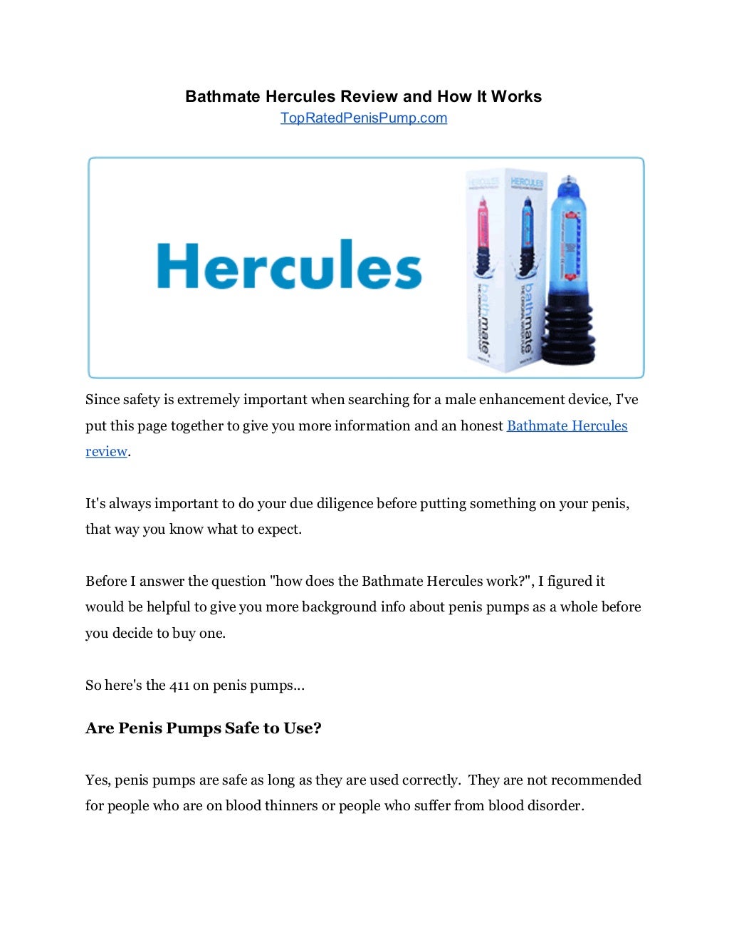 Bathmate Hercules Review and How It Works