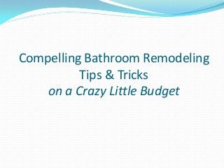 Compelling Bathroom Remodeling
Tips & Tricks
on a Crazy Little Budget

 