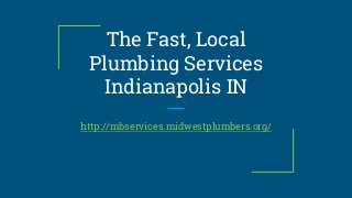 The Fast, Local
Plumbing Services
Indianapolis IN
http://mbservices.midwestplumbers.org/
 
