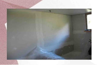 This is where the vanity eventually will be. The new electric lines are  in  and now all the walls are sheet rocked over again. At the top of the picture you can see the support beam a little better.  