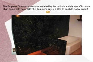 The new faucets  installed in the bathtub.  The spigot not yet because of  the hand shower. The drain and drain handle are yet to be replaced  