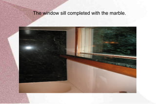 The Empress Green marble slabs installed by the bathtub and shower. Of course I had some  help here. 300 plus lb a piece is just a little to much to do by myself .  