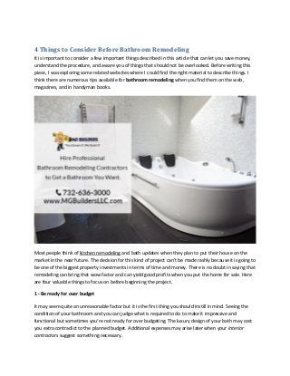 4 Things to Consider Before Bathroom Remodeling
