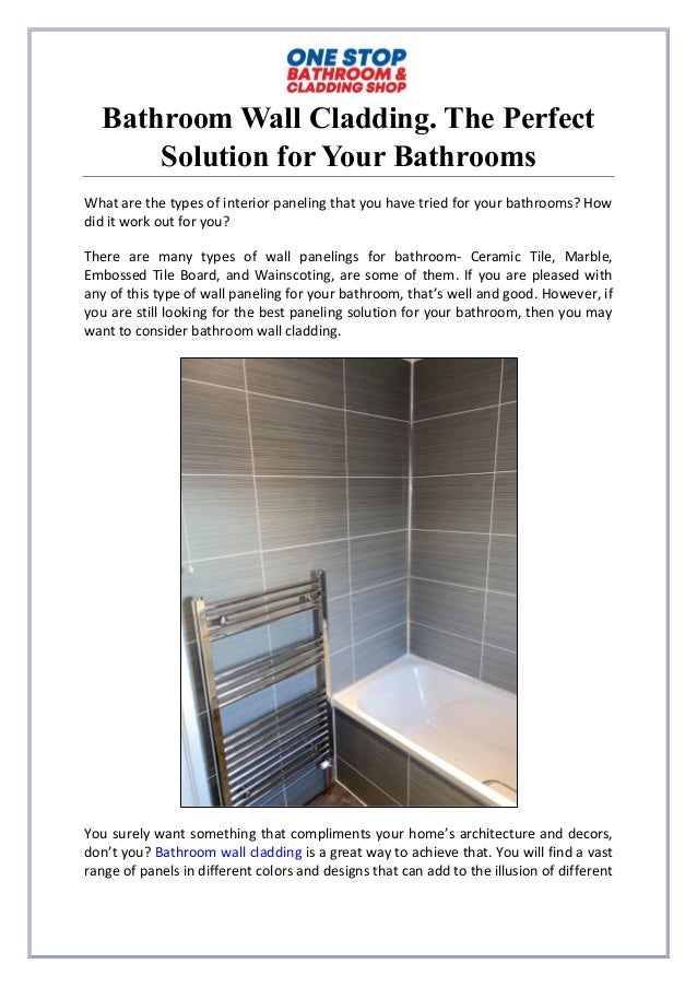 Bathroom Wall Cladding. The Perfect Solution for Your Bathrooms