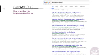 34
How does Google
determine relevance?
ON PAGE SEO
 