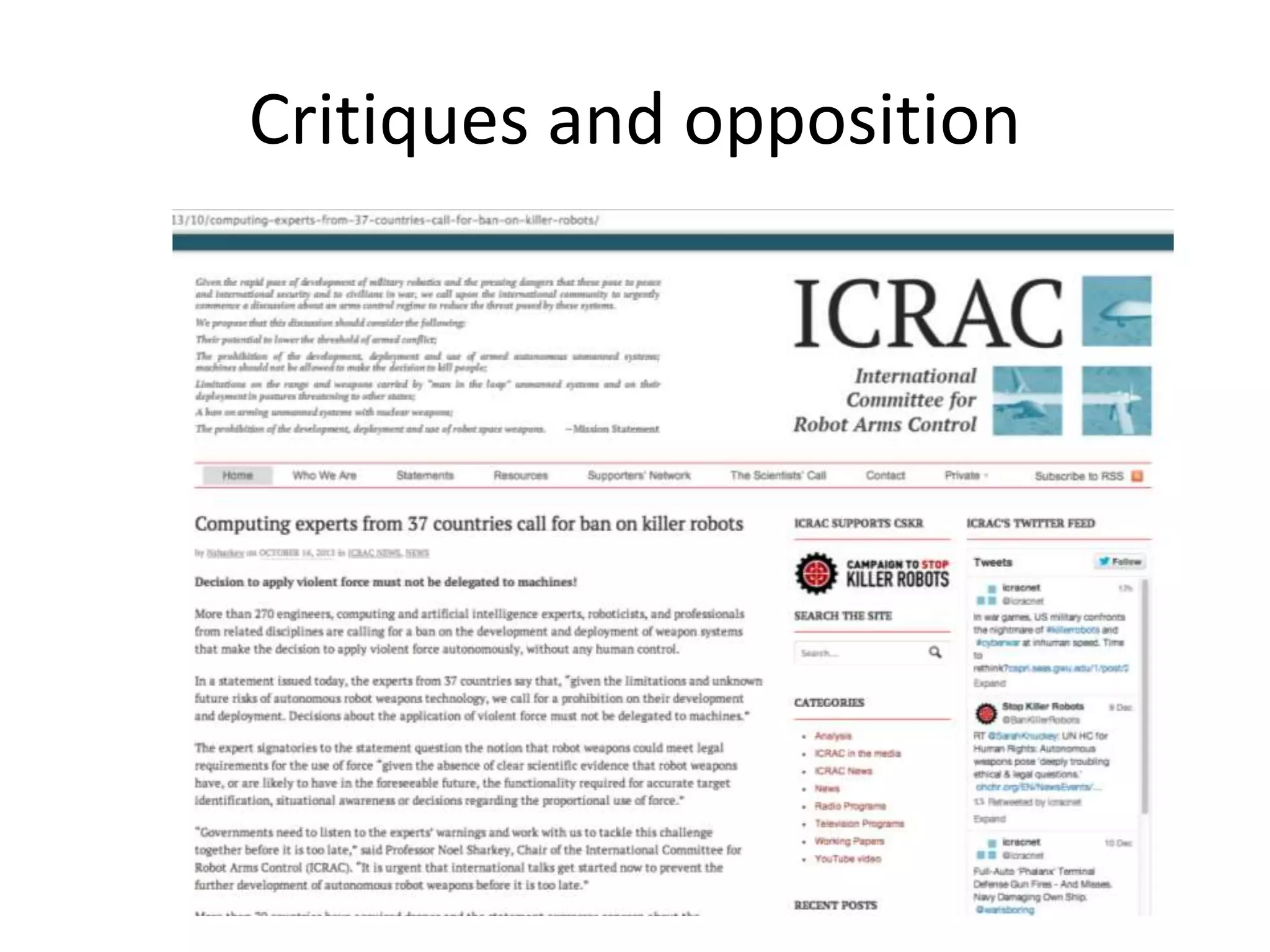 Critiques and opposition
 