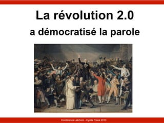 Le Télégramme Les nouvelles facettes du journalisme IFRA - 2008-2009Conférence LabCom - Cyrille Frank 2013
La révolution 2...