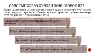 Дээрх шалтгааны улмаас орлогыг хэзээ хүлээн зөвшөөрч бүртгэх вэ?
гэсэн асуудал гарч ирнэ. Тэгвэл энэ үед орлогыг хүлээн зөвшөөрч
бүртгэх үндсэн 4 төрөл байдаг. Үүнд:
Борлуулалтын (хүргэлтийн) цэг дээр орлого хүлээн
зөвшөөрөх
Хүргэлтийн цэгээс өмнө орлого хүлээн зөвшөөрөх
Хүргэлтийн цэгээс хойш орлого хүлээн зөвшөөрөх
Тусгай борлуулалтын орлого хүлээн зөвшөөрөх
 