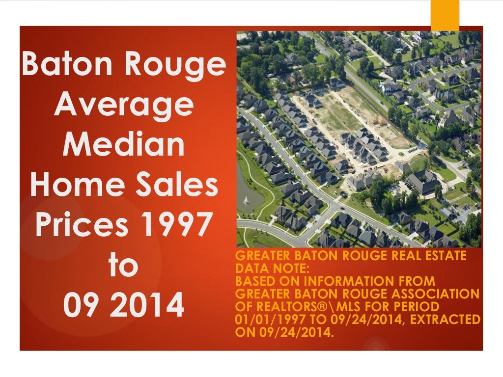 Baton Rouge Average Median Home Sales Prices Chart 1997 to September 2014