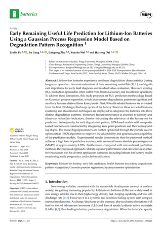 Early Remaining Useful Life Prediction for Lithium-Ion Batteries Using ...