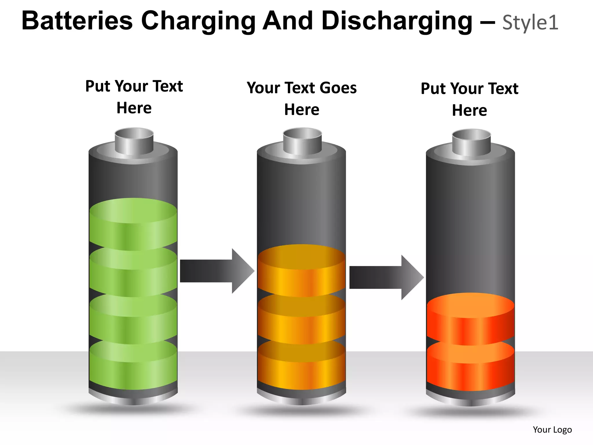 Batteries Charging And Discharging – Style1

     Put Your Text   Your Text Goes   Put Your Text
         Here             Here            Here




                                                      Your Logo
 