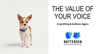 THE VALUE OF
YOUR VOICE
Craig Billing & Kathleen Eggins
1
 