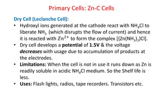 Primary Cells: Zn-C Cells
 