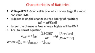 Characteristics of Batteries
 