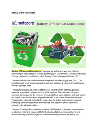 Comprehensive Guide to Battery EPR Compliance and Waste Management ...