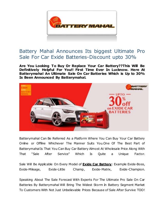 Battery Mahal Announces Its Biggest Ultimate Pro Sale For Car Exide B