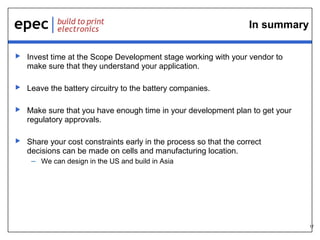 Battery Pack Development Timeline and Expectations | PPT