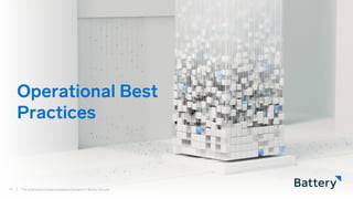 This presentation includes proprietary information of Battery Ventures
This presentation includes proprietary information of Battery Ventures
Operational Best
Practices
19
 