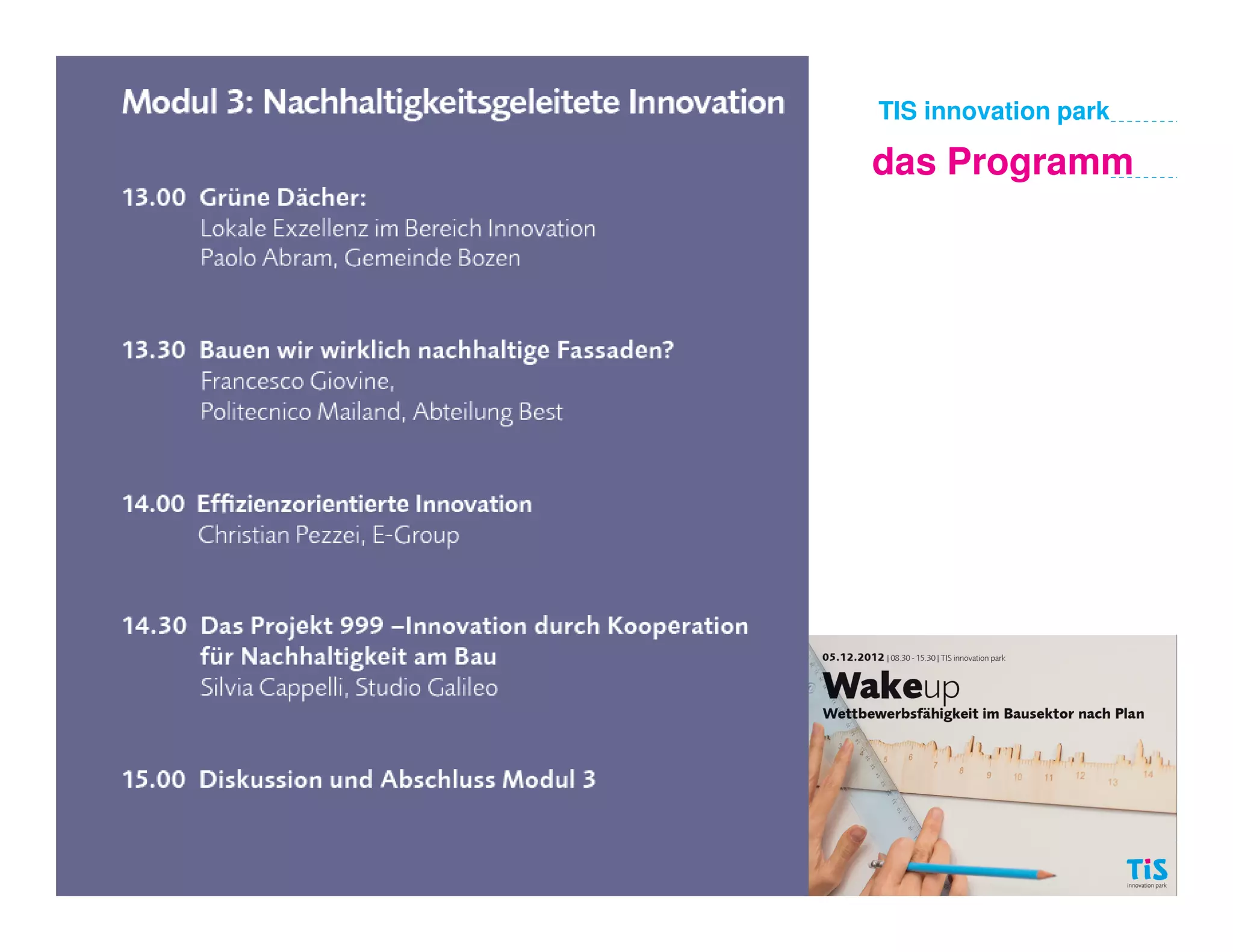TIS innovation park

das Programm
 