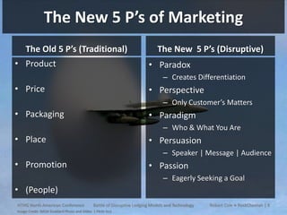 The New 5 P’s of Marketing
The Old 5 P’s (Traditional)
• Product

The New 5 P’s (Disruptive)
• Paradox
– Creates Different...