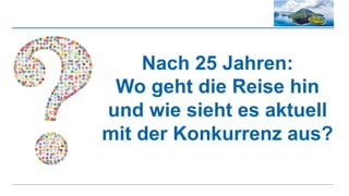 Nach 25 Jahren:
Wo geht die Reise hin
und wie sieht es aktuell
mit der Konkurrenz aus?
 