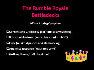 There are 9 unique slide decks of 12 slides each