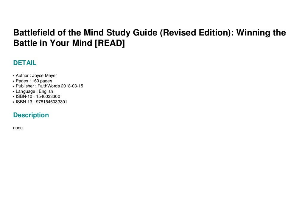 Battlefield Of The Mind Study Guide Revised Edition Winning The