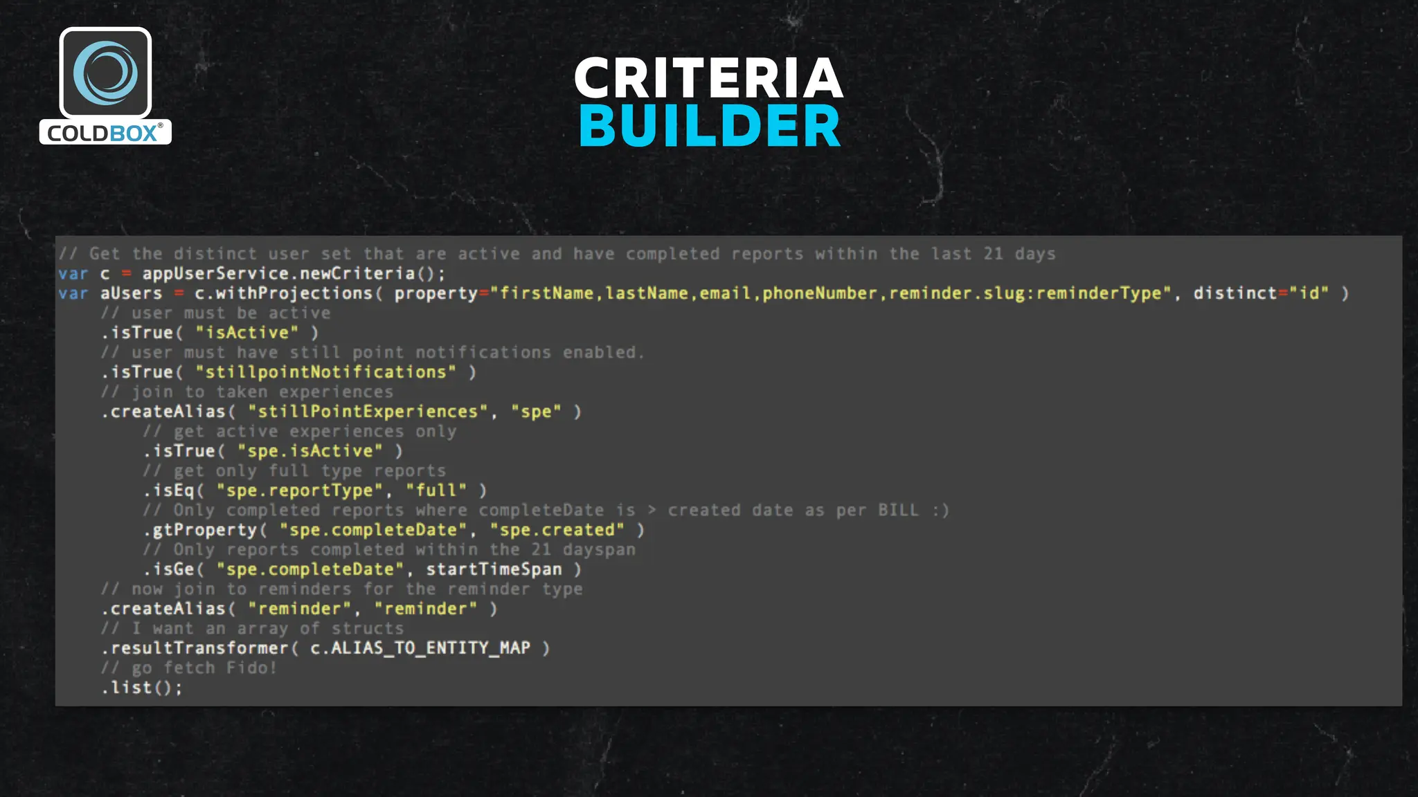 CRITERIA
BUILDER
 