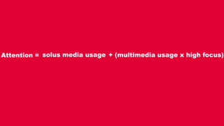Attention = + (multimedia usage x high focus)solus media usage
 