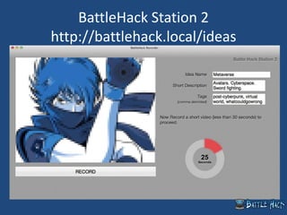 BattleHack Station 2
http://battlehack.local/ideas
 