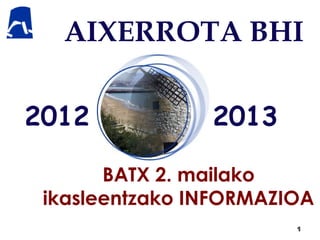 AIXERROTA BHI

2012            2013

       BATX 2. mailako
 ikasleentzako INFORMAZIOA
                        1
 