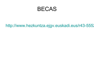 BECAS
http://www.hezkuntza.ejgv.euskadi.eus/r43-5552
 