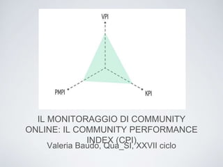 IL MONITORAGGIO DI COMMUNITY
ONLINE: IL COMMUNITY PERFORMANCE
INDEX (CPI)
Valeria Baudo, Qua_SI, XXVII ciclo
 