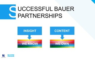 S

UCCESSFUL BAUER
PARTNERSHIPS
INSIGHT

CONTENT

WE KNOW

WE OWN

 