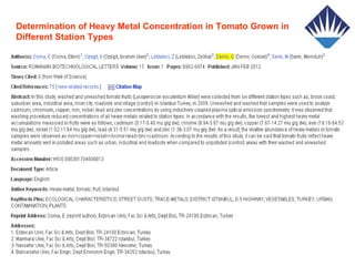 Determination of Heavy Metal Concentration in Tomato Grown in
Different Station Types
 