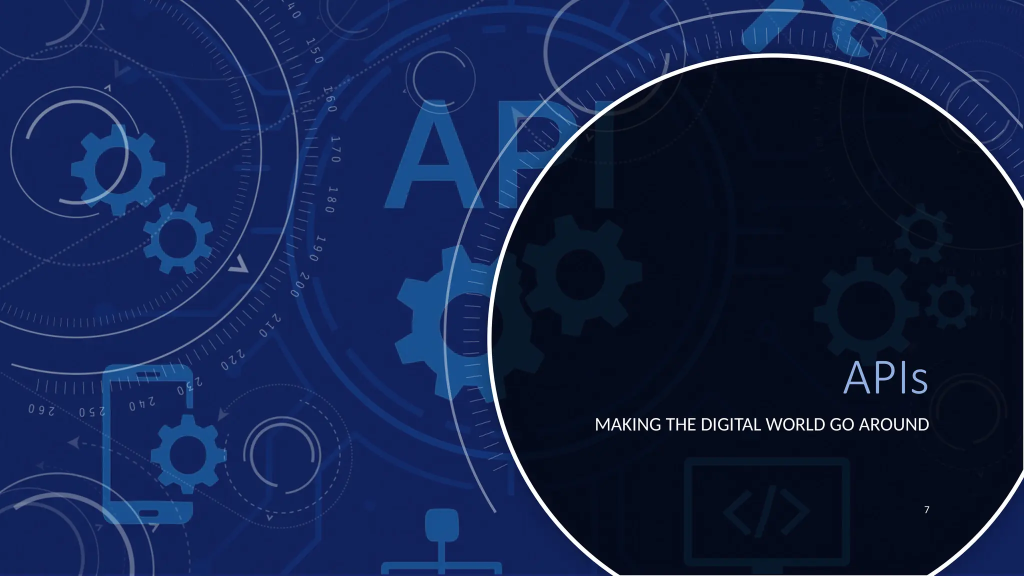 APIs
MAKING THE DIGITAL WORLD GO AROUND
7
 