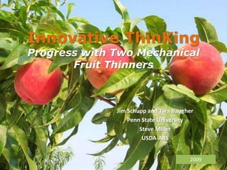 Innovative ThinKingProgress with Two Mechanical Fruit Thinners Jim Schupp and Tara Baugher  Penn State University Steve Miller USDA-ARS 2009 