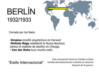BERLÍN1932/1933Cerrada por los NazisGropiusenseñóarquitectura en Harvard