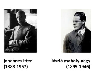 johannes itten
(1888-1967)
lászló moholy-nagy
(1895-1946)
 