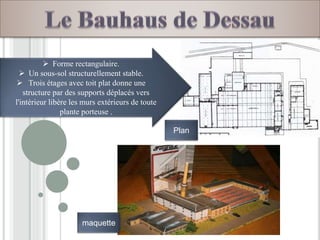 Plan
 Forme rectangulaire.
 Un sous-sol structurellement stable.
 Trois étages avec toit plat donne une
structure par des supports déplacés vers
l'intérieur libère les murs extérieurs de toute
plante porteuse .
maquette
 