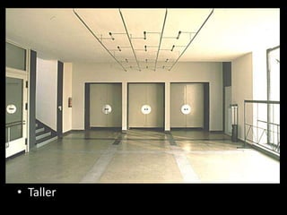 La radical composición del pabellón intentó representar la vanguardia de la República Alemana de Weimar (1919-33) y su recuperación tras la Primera Guerra Mundial